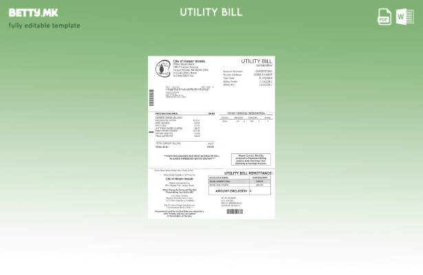 Модерен стил, Шаблон за комунални сметки за градот Харпер Вудс во САД